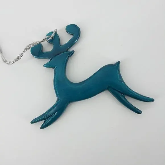 Reindeer Jade Magenta Christmas Tree Ornament Set2 Deers - Picture 4 of 9